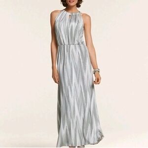 CHICO'S Size 0 (4) A Time To Shine Chevron Maxi Dress Sleeveless Blouson Travel